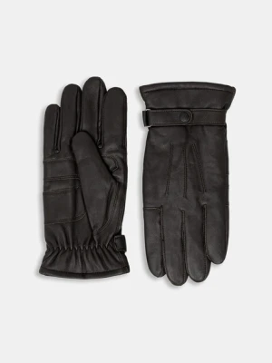 Barbour rękawiczki skórzane męskie kolor brązowy