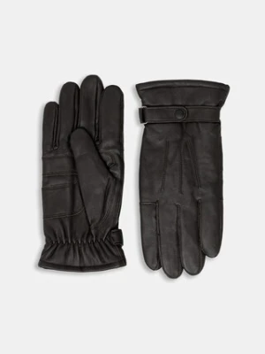 Barbour rękawiczki skórzane męskie kolor brązowy