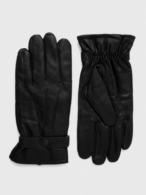 Barbour rękawiczki skórzane męskie kolor czarny