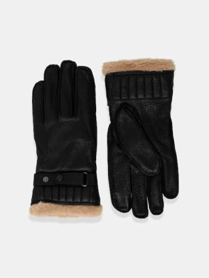 Barbour rękawiczki skórzane męskie kolor czarny MGL0013