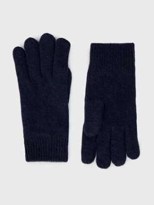Barbour rękawiczki wełniane Carlton kolor granatowy