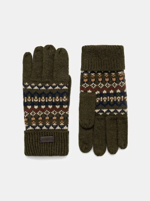 Barbour rękawiczki z domieszką wełny męskie kolor zielony MGL0148