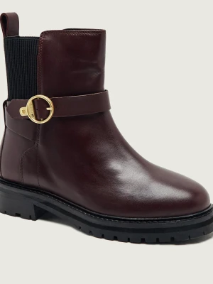 Barbour Skórzane sztyblety Alexandra bordowy