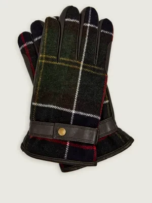 Barbour Skórzane rękawiczki Newbrough Tartan | z dodatkiem wełny