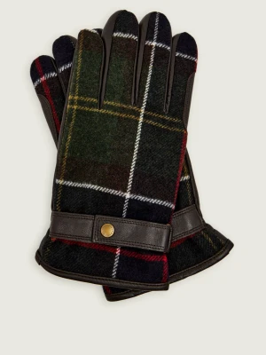 Barbour Skórzane rękawiczki Newbrough Tartan | z dodatkiem wełny brązowy