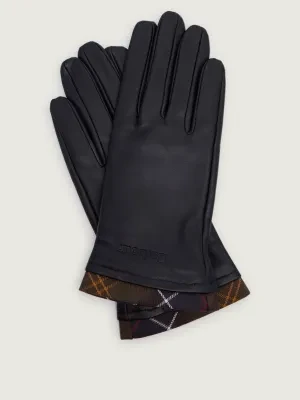 Barbour Skórzane rękawiczki Tartan