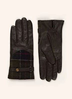Barbour Skórzane Rękawiczki Tartan braun
