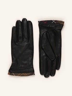Barbour Skórzane Rękawiczki Tartan schwarz