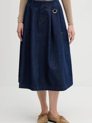 Barbour spódnica jeansowa Saima kolor granatowy midi rozkloszowana LSK0142