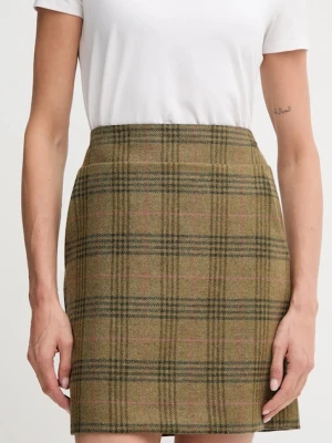 Barbour spódnica wełniana BAMBURGH kolor zielony mini ołówkowa LSK0140