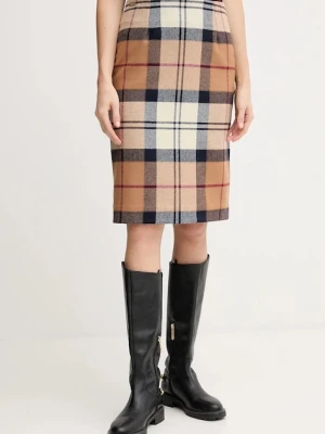 Barbour spódnica wełniana ROSA kolor brązowy midi prosta LSK0064