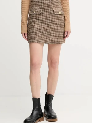 Barbour spódnica wełniana SOPHIA kolor brązowy mini ołówkowa LSK0130