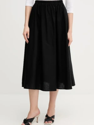 Barbour spódnica z domieszką lnu Elsie kolor czarny midi rozkloszowana LSK0122BK11