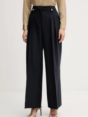 Barbour spodnie Avery damskie kolor granatowy szerokie high waist LTR0412