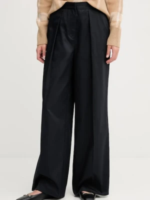 Barbour spodnie bawełniane COLLEEN kolor granatowy szerokie high waist LTR0394