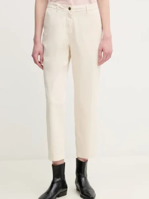 Barbour spodnie damskie kolor beżowy fason chinos high waist LTR0388WH51