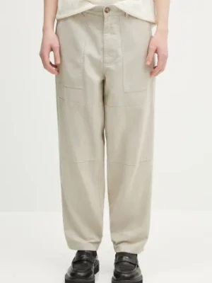 Barbour spodnie lniane Barbour Natural Linen Blend Trouser męskie kolor beżowy proste MTR0763