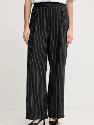 Barbour spodnie z dodatkiem wełny BLAKELY kolor szary szerokie high waist LTR0396