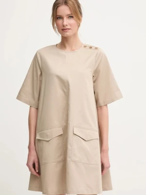 Barbour sukienka bawełniana Luna kolor beżowy mini prosta LDR0904SN31