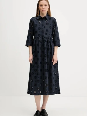 Barbour sukienka bawełniana MELISSA kolor granatowy midi rozkloszowana LDR0896