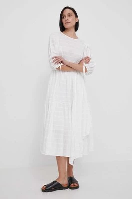 Barbour sukienka kolor biały midi rozkloszowana