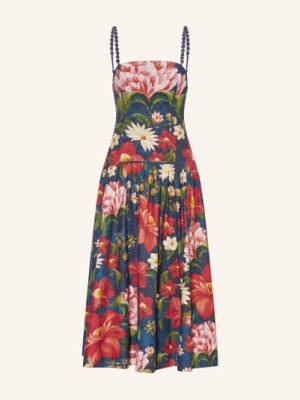 Barbour Sukienka Wild Flower Midi Z Lnu blau