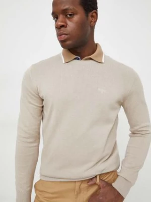 Barbour sweter bawełniany Essentials kolor beżowy lekki MKN0932