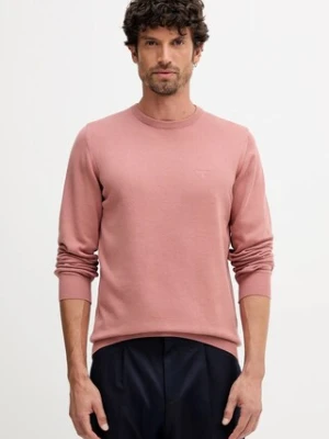 Barbour sweter bawełniany Essentials kolor różowy lekki MKN0932