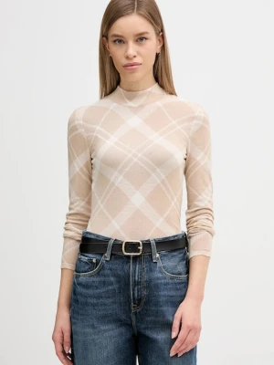 Barbour sweter bawełniany Savannah damski kolor beżowy lekki z półgolfem LKN1731