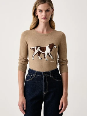 Barbour sweter damski z dodatkiem kaszmiru FAREHAM beżowy
