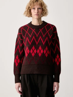 Barbour sweter damski z dodatkiem wełny Adina brązowy