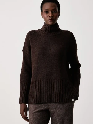 Barbour sweter damski z dodatkiem wełny May brązowy