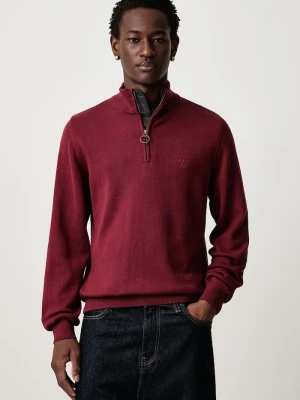 Barbour sweter męski bawełniany ESSENTIALS bordowy