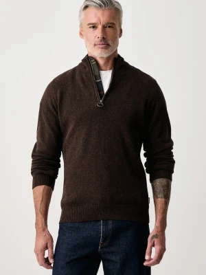 Barbour sweter męski wełniany brązowy