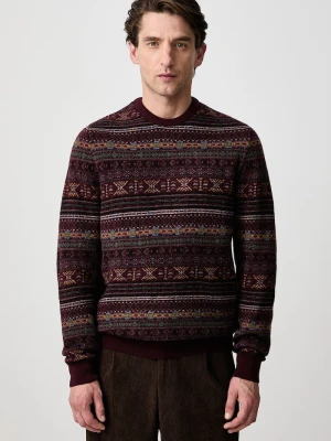 Barbour sweter męski wełniany Dalehead bordowy