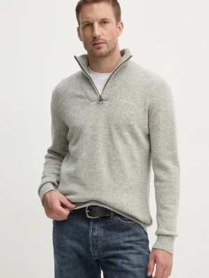 Barbour sweter męski wełniany szary