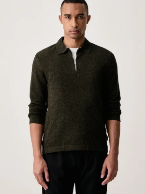 Barbour sweter męski z dodatkiem wełny Bearsted zielony
