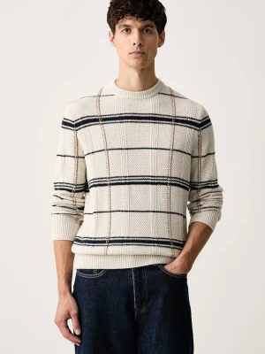 Barbour sweter męski z dodatkiem wełny Fasey beżowy