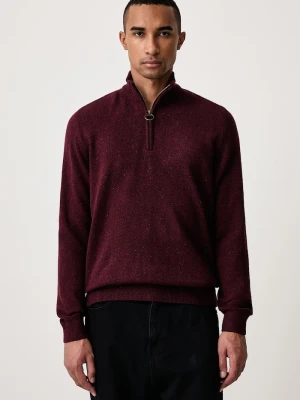 Barbour sweter męski z wełną TISBURY bordowy