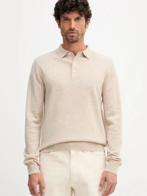 Barbour sweter wełniany HUTHERSTON męski kolor beżowy lekki MKN1670