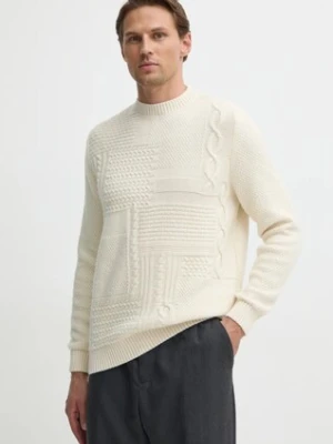 Barbour sweter wełniany męski kolor beżowy  MKN1605