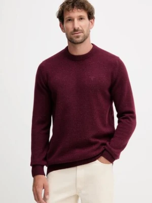 Barbour sweter wełniany męski kolor bordowy ciepły