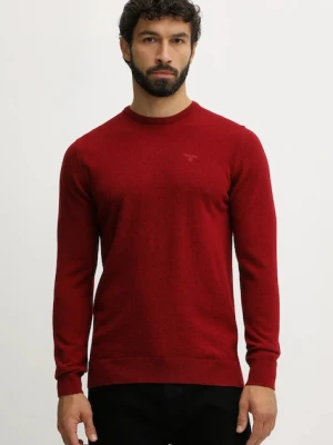 Barbour sweter wełniany męski kolor bordowy MKN0345