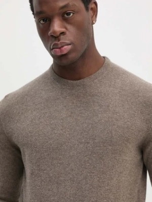 Barbour sweter wełniany męski kolor brązowy  MKN0345