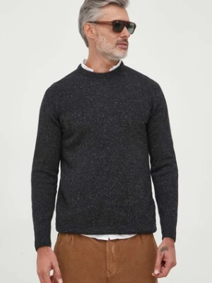 Barbour sweter wełniany męski kolor czarny ciepły