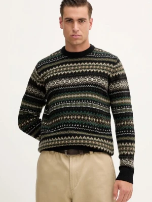Barbour sweter wełniany męski kolor czarny ciepły MKN1027