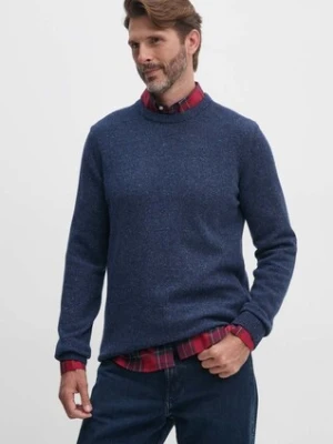 Barbour sweter wełniany męski kolor granatowy ciepły