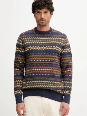Barbour sweter wełniany męski kolor granatowy ciepły MKN1027