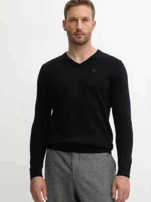 Barbour sweter wełniany męski kolor granatowy lekki MKN0341