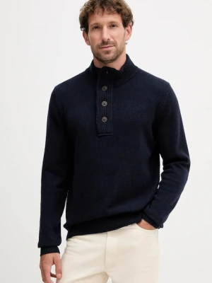 Barbour sweter wełniany męski kolor granatowy z półgolfem MKN0585